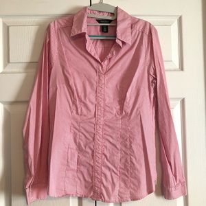 White House Black Market Pink Striped Button Down Shirt